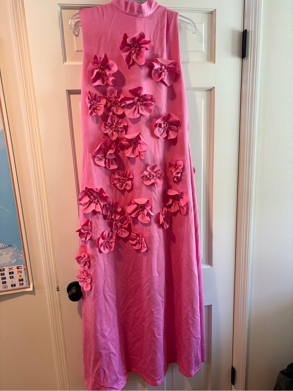 XL Pink Floral Appliqué Maxi Dress